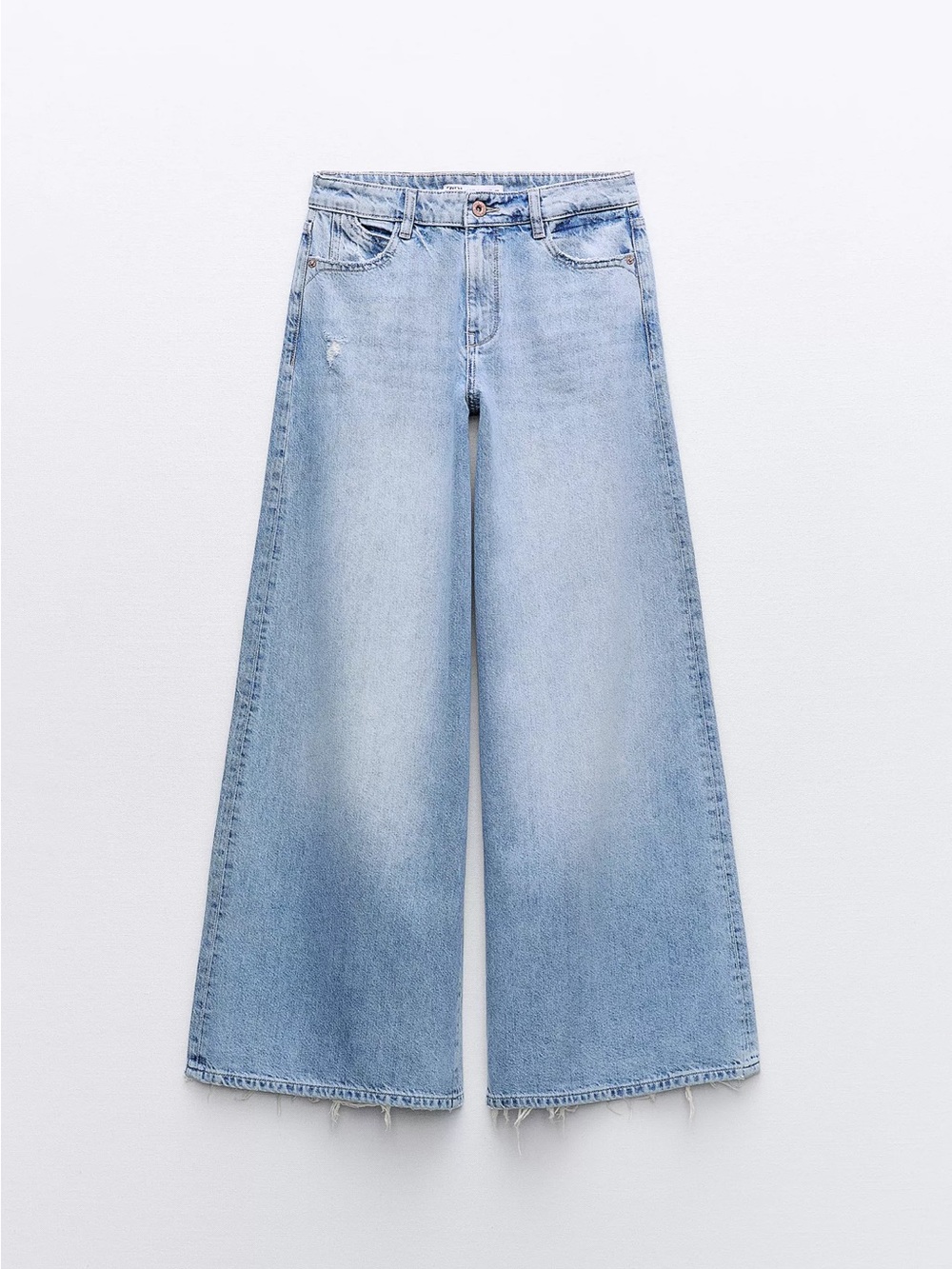 Zara Z1975 High-Rise Wide-Leg Jeans in Light Blue, Size: US 4 (EUR 36)